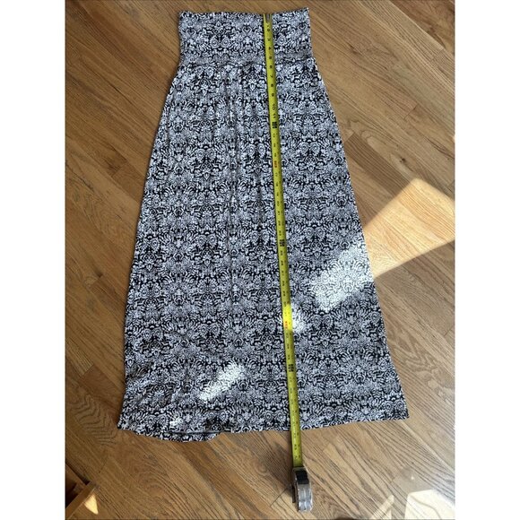 Cynthia Rowley Maxi Skirt Womens M Black White Long Ankle Pull On Casual Stretch - Picture 13 of 14
